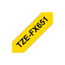 Brother | TZe-FX651 Flexible ID Laminated Tape | Black on Yellow | TZe | 8 m | 2.4 cm