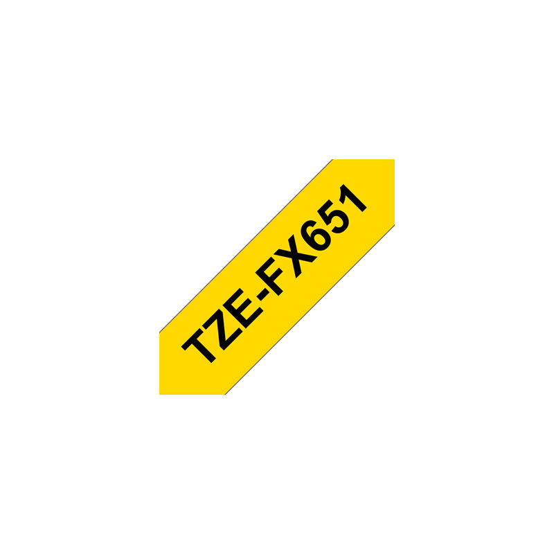 Brother | TZe-FX651 Flexible ID Laminated Tape | Black on Yellow | TZe | 8 m | 2.4 cm