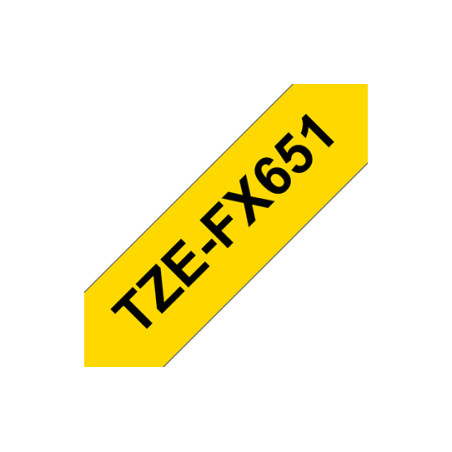 Brother | TZe-FX651 Flexible ID Laminated Tape | Black on Yellow | TZe | 8 m | 2.4 cm
