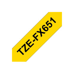 Brother | TZe-FX651 Flexible ID Laminated Tape | Black on Yellow | TZe | 8 m | 2.4 cm