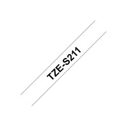 Brother | TZe-S211 Strong Adhesive Laminated Tape | Black on White | TZe | 8 m | 6 cm