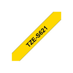 Brother | TZe-S621 Strong Adhesive Laminated Tape | Black on Yellow | TZe | 8 m | 9 cm