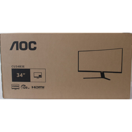 SALE OUT. AOC CU34B3E Curved 34" 3440x1440/21:9/300cd/m2/4ms HDMI, DisplayPort, USB, Audio out | Warranty 36 month(s) | DAMAGED 