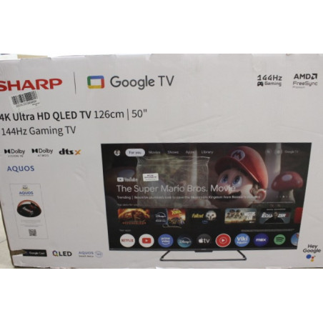 SALE OUT. Sharp 50HR7265E 50" (126cm) QLED 144Hz 4K Ultra HD Google TV, Dolby Vision, Dolby Atmos, Central Stand | SALE OUT. | S