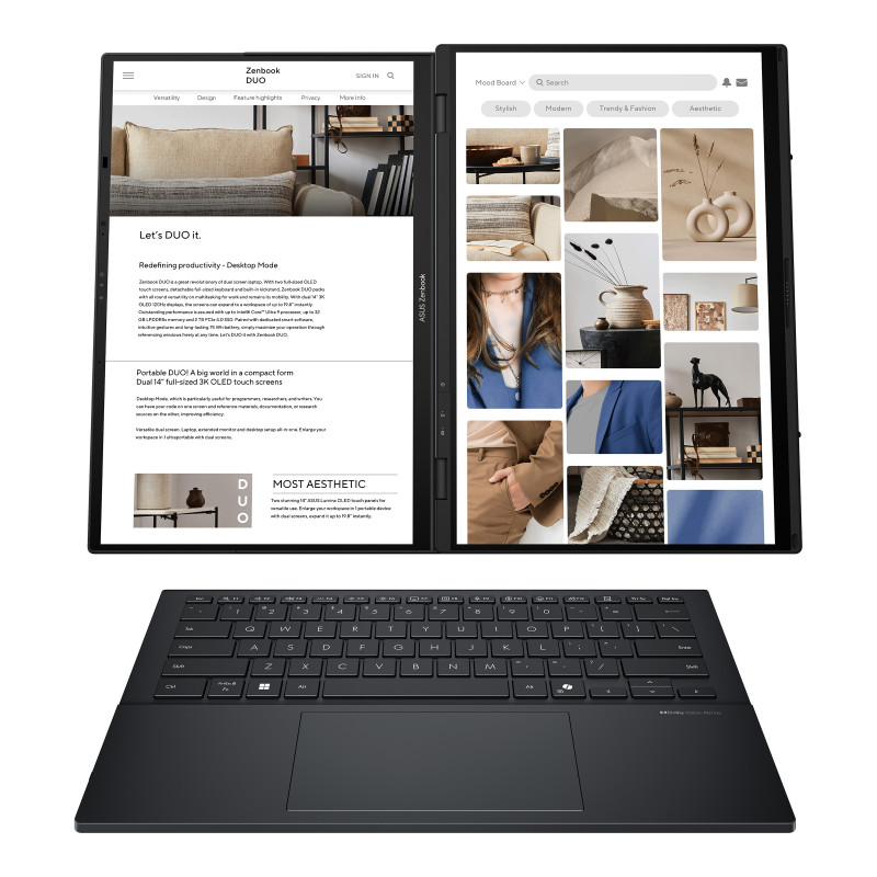 Asus | Zenbook Duo UX8406CA-QL287W | Inkwell Gray | 14 " | OLED | Touchscreen | FHD | 1920 x 1200 pixels | Intel Core Ultra 7 | 