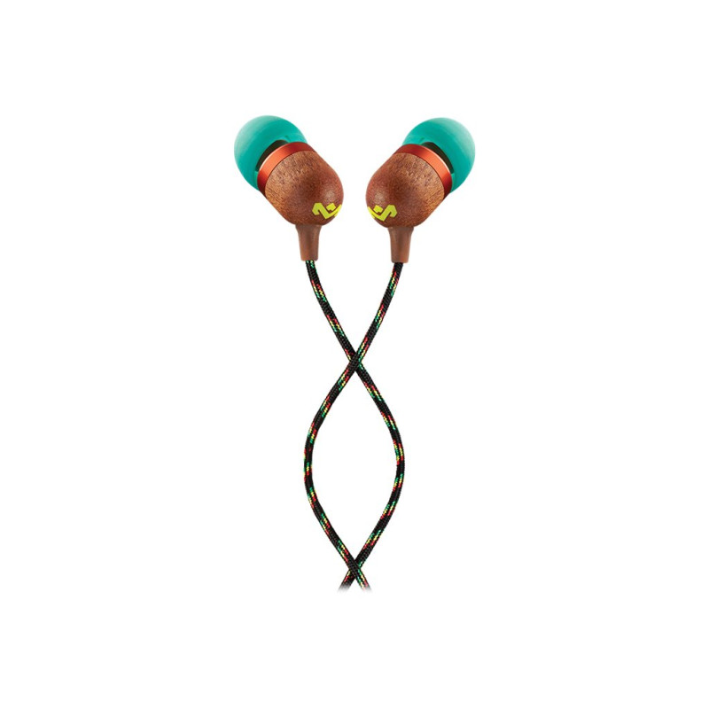 Marley Wired Earbuds | Smile Jamaica | Built-in microphone | USB Type-C | Rasta