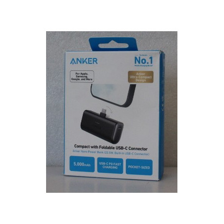 SALE OUT. Anker Nano Power Bank Built-In with USB-C Connector | A1653H11 | 5000 mAh | Black | DEMO