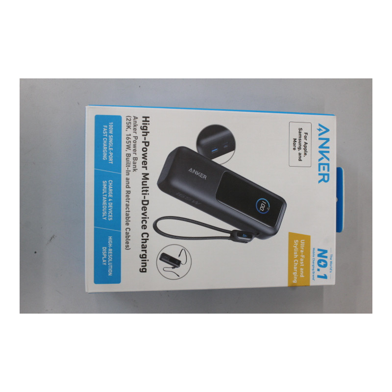 SALE OUT. Anker Zolo Powerbank | A1695H11 | 25000 mAh | Built-In USB-C and Retractable Cable) | Grey | UNPACKED, SCRATCHED ON SC