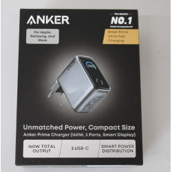 SALE OUT. Anker Prime Charger, 3 Ports, Silver | Anker Prime Charger, 3 Ports, 160W, Silver | DEMO