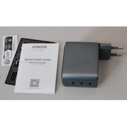 SALE OUT. Anker Prime Charger, 3 Ports, Silver | Anker Prime Charger, 3 Ports, 160W, Silver | UNPACKED, NO ORIGINAL PACKAGING