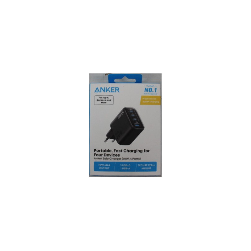 SALE OUT. Anker Zolo Charger 70W, 4-port, Black | Anker Charger | Zolo | DEMO | Black