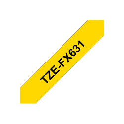 Brother | TZe-FX631 Flexible ID Laminated Tape | Black on Yellow | TZe | 8 m | 1.2 cm