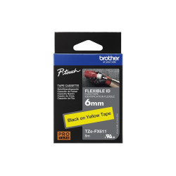 Brother | TZe-FX611 Flexible ID Laminated Tape | Black on Yellow | TZe | 8 m | 6 cm