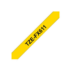 Brother | TZe-FX611 Flexible ID Laminated Tape | Black on Yellow | TZe | 8 m | 6 cm
