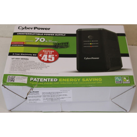 SALE OUT. CyberPower UT650EG Backup UPS Systems | SALE OUT. | CyberPower Backup UPS Systems | UT650EG | 650 VA | 360 W | DAMAGED