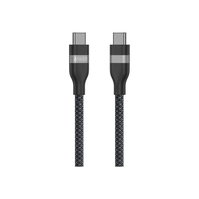 Anker USB-C to USB-C Cable Braided, 0.9m, 240W, Black | Anker USB-C Braided Cable, 0.9 m