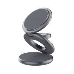 Fixed MagPowerstation Round 3-in-1 foldable wireless charger with MagSafe support | Gray