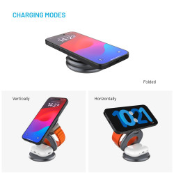 Fixed MagPowerstation Round 3-in-1 foldable wireless charger with MagSafe support | Gray