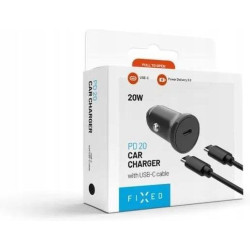 Fixed USB-C Car Charger 20W+ USB-C/USB-C Cable | FIXCC20N-CC-BK
