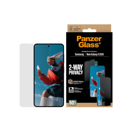 PanzerGlass 2-Way Privacy Screen Protector Samsung New Galaxy S26 | Ultra-Wide Fit w. EasyAligner | PanzerGlass