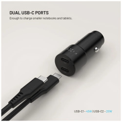 Fixed Dual USB-C Car Charger, 65W, PD 3.0