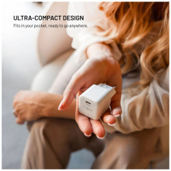 Fixed Mini GaN power adapter with USB-C output and PD support, 65W
