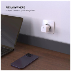 Fixed Mini GaN power adapter with USB-C output and PD support, 65W