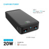 Fixed Power Bank Zen2 20 with LCD Display and PD 20W Output | 20000 mAh | Black