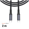 Fixed Braided Cable USB-C/USB-C, 2m, USB4 gen2 20Gbps, 4K 60Hz, 240W | FIXDBP-CC2-GR