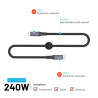 Fixed Braided Cable USB-C/USB-C, 2m, USB4 gen2 20Gbps, 4K 60Hz, 240W | FIXDBP-CC2-GR