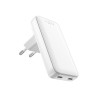 Fixed Slim Traveller 2xUSB-C Travel Charger with world adapters, GaN, 45W | White