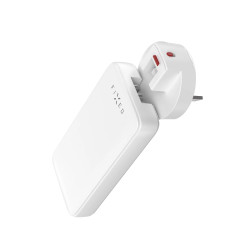 Fixed Slim Traveller 2xUSB-C Travel Charger with world adapters, GaN, 45W | White