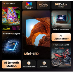Hisense Mini LED TV | 65U7Q | 65 | Smart TV | VIDAA Smart OS | UHD | Black