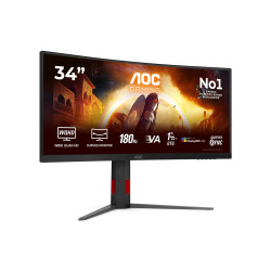 AOC CU34G4CA | 34 " | Fast VA | WQHD | 21:9 | 180 Hz | 1 ms | 3440 x 1440 pixels | 450 cd/m | HDMI ports quantity 2 | Black