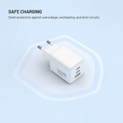 Fixed GaN Network Charger Mini with 2xUSB-C and USB output, PD support, 100 W, white | FIXCG100M-2C1A-WH