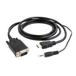 Cablexpert HDMI to VGA and Audio Adapter Cable, Single Port, 1.8m, Black | Cablexpert