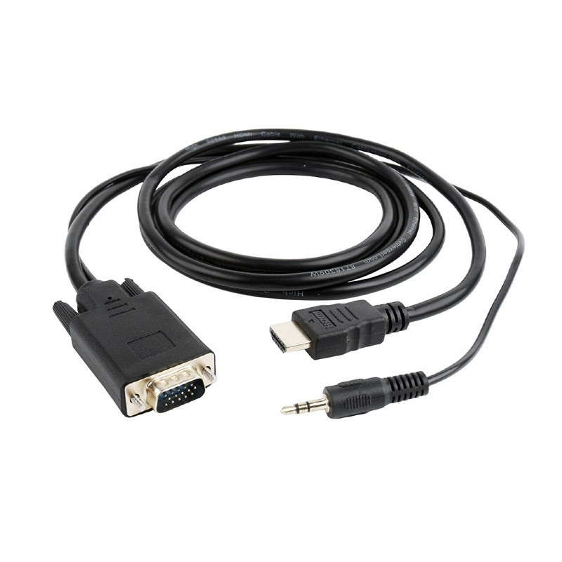 Cablexpert HDMI to VGA and Audio Adapter Cable, Single Port, 1.8m, Black | Cablexpert