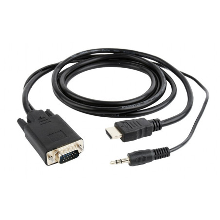 Cablexpert HDMI to VGA and Audio Adapter Cable, Single Port, 1.8m, Black | Cablexpert