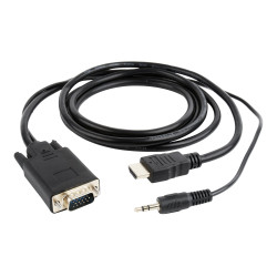Cablexpert HDMI to VGA and Audio Adapter Cable, Single Port, 1.8m, Black | Cablexpert