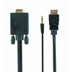 Cablexpert HDMI to VGA and Audio Adapter Cable, Single Port, 1.8m, Black | Cablexpert