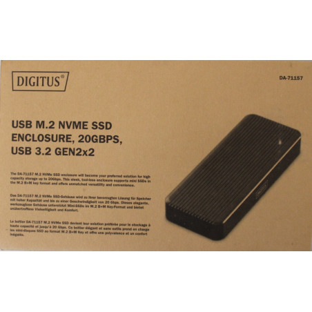 SALE OUT. | Digitus USB M.2 hard disk enclosure, SSD, external, NVMe, 20Gbps, USB 3.2 Gen2x2 | DA-71157 | DEMO