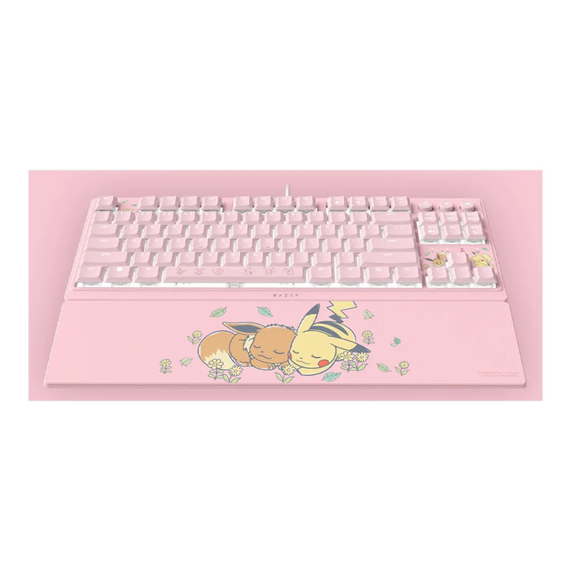 Razer Ornata V3 Tenkeyless | Gaming keyboard | Wired | US | Razer Mecha-Membrane Switches | Wrist Rest | Pikachu Eevee Edition