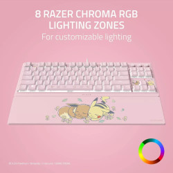Razer Ornata V3 Tenkeyless | Gaming keyboard | Wired | US | Razer Mecha-Membrane Switches | Wrist Rest | Pikachu Eevee Edition