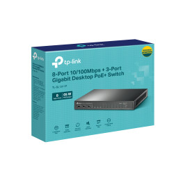 TP-LINK | 8-Port 10/100Mbps+3-Port Gigabit Desktop Switch with 8-Port PoE+ | TL-SL1311P | Unmanaged | Desktop