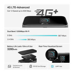 TP-LINK | 600 Mbps LTE-Advanced Mobile Wi-Fi | M7750 | 802.11ac | Mesh Support No | MU-MiMO No | 4G | Antenna type Internal