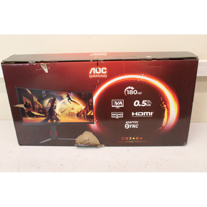 SALE OUT. AOC CU34G4 Curved 34" 3440x1440/21:9/1ms HDMI, DisplayPort, USB, Audio out | SALE OUT. AOC | CU34G4 | 34 " | Fast VA |