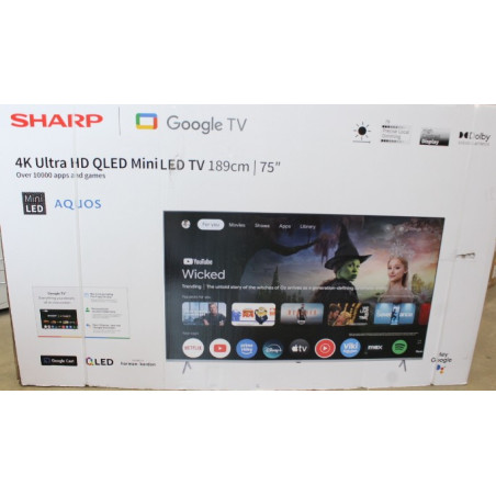SALE OUT. Sharp 75JP7265E 75" (189cm) 4K Ultra HD QLED MiniLED Google TV, HARMAN/KARDON Speaker System | SALE OUT. Sharp 4K QLED
