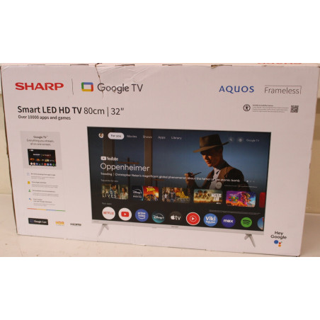 SALE OUT. Sharp 32HF2265EW 32" (81cm) HD Ready Google TV, White | SALE OUT. | Sharp 32HF2265EW | 32 | Smart TV | Google TV | Whi