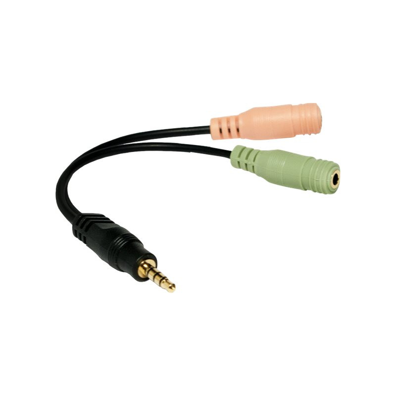 Logilink | Audio jack adapter, 4-pin, 3.5 mm stereo male to 2x 3.5mm female | 0.15 m