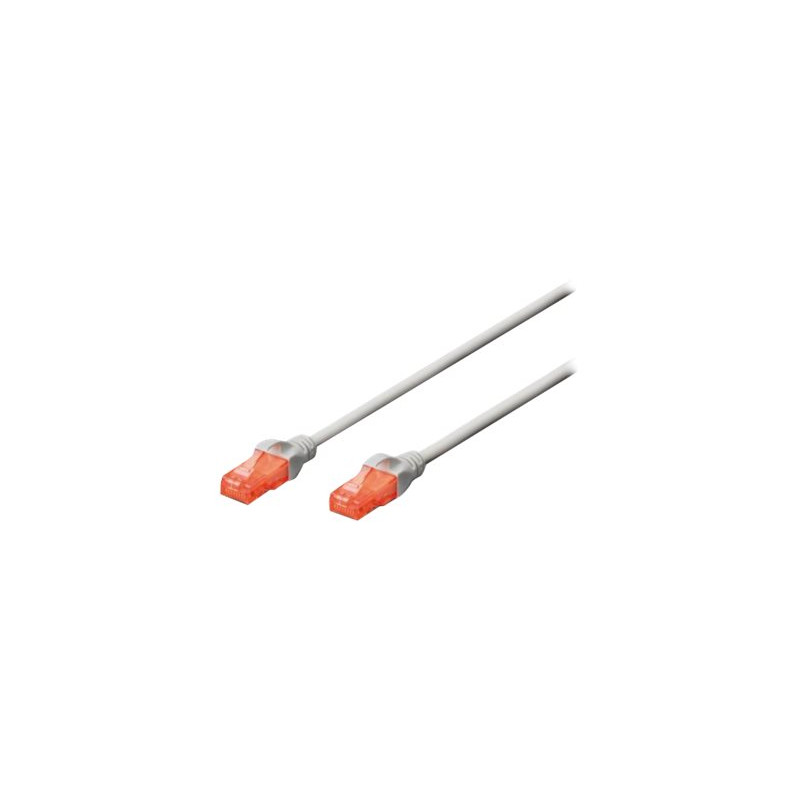CAT 6 U-UTP | Patch cord | PVC AWG 26/7 | Transparent red colored plug for easy identification of Category 6 (250 MHz) | Grey | 